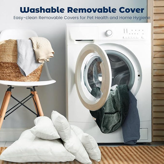 Miguel Removable Washable Dog Bed for Medium Dog - Rectangle Pet Bed for Large Cats with Zipper Cover Bolster Cuddle Puppy Bed with Supportive Side Wall Slip-Resistant Bottom, Dark Gray 30 Inch