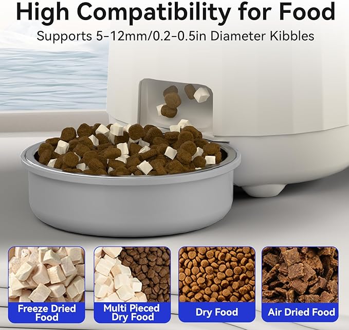 PAPIFEED Automatic Cat Feeder, 2.4G WiFi Auto Cat Food Dispenser with App Control, 3L Auto Pet Feeder with Dual Power Supply, Detachable for Easy Clean for Cats and Small Dogs, Grey