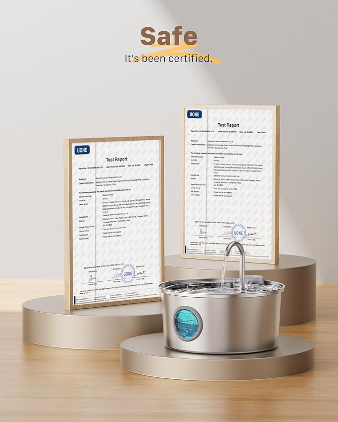 Cat Water Fountain Stainless Steel: Cat Fountain for Drinking - 108oz/3.2L Pet Water Fountain for Cats Indoor - Quiet Water Fountain for Cats - Faucet Pet Fountain - Contains 6 Filters + 3 Sponges