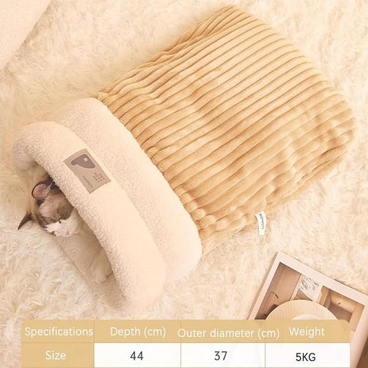 Cozy Cat Winter Bed Cave - Warm, Soft, Fluffy, Washable, Indoor Cat Sleeping Bag