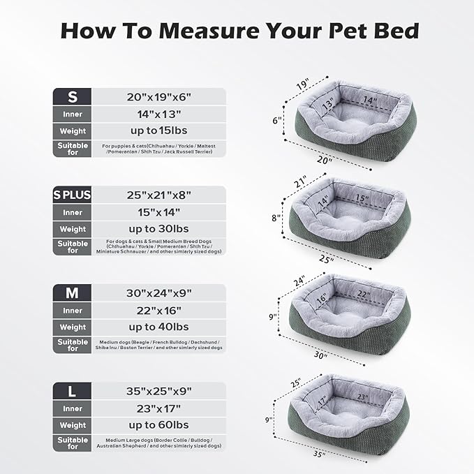 INVENHO Small Dog Bed Washable Orthopedic Calming Warming Durable Pet Bed with Anti-Slip Bottom
