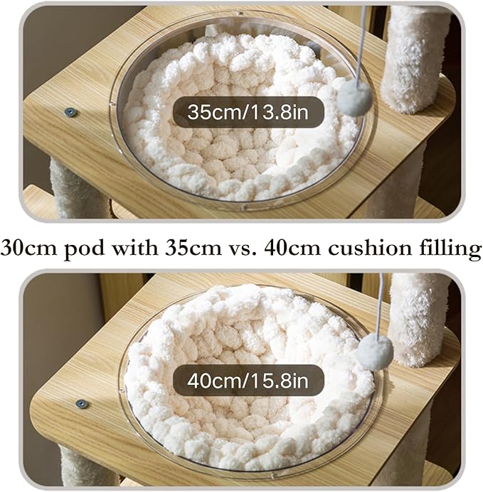 Cat Knitted Bed Mat, Extra-Soft Washable Warm Round Pads Cushions for Indoor Kittens, Cat Trees Towers, Perfect for Kneading and Sleeping (White,Medium)