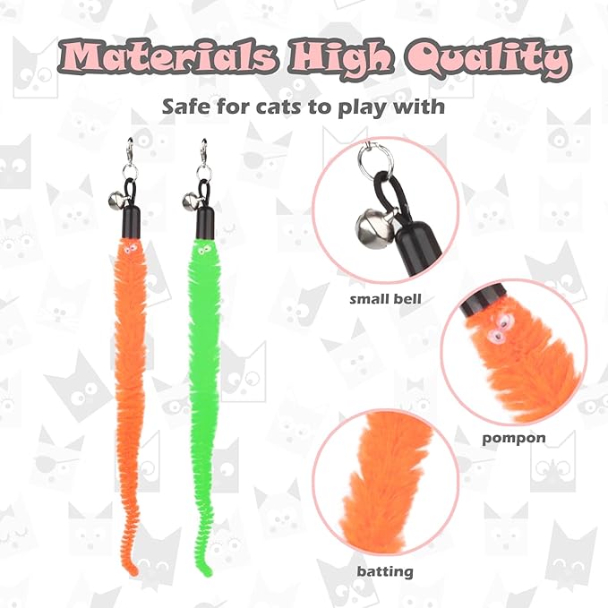 Cat Feather Toys, Interactive Cat Toy for Indoor Cats,Cat Wand Toys with 2 Suction Cup and 3 Wands, 3 in 1 Cat Toys for Bored Cats, Kitten Toy with Balls and Birds