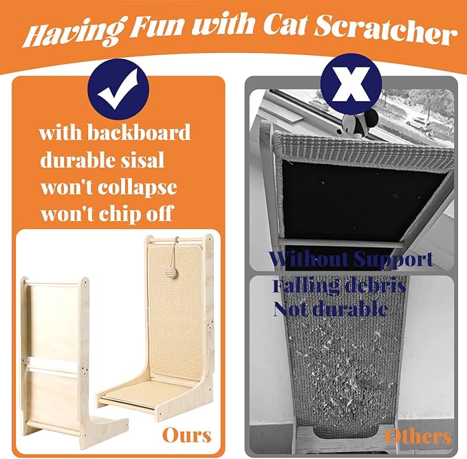 L-Shaped Sisal Cat Scratcher Pad - Indoor Cat Scratching Board & Furniture Protector