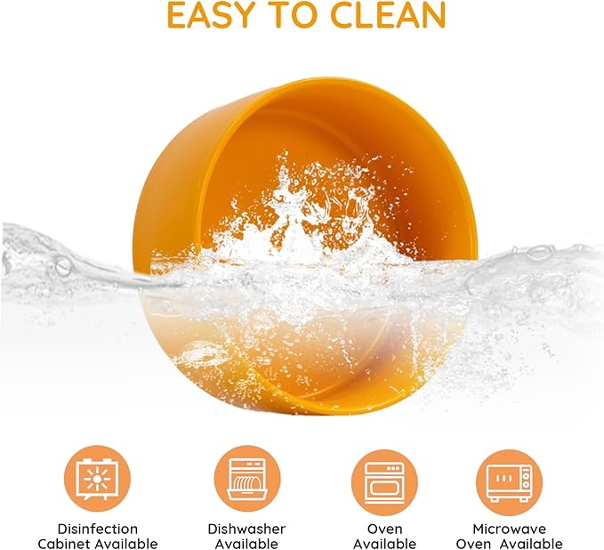 SPUNKYJUNKY 28.7OZ Ceramic Dog and Cat Bowl, Modern Cute Weighted Food Water Bowl for Replacement Yellow (1 Pack)