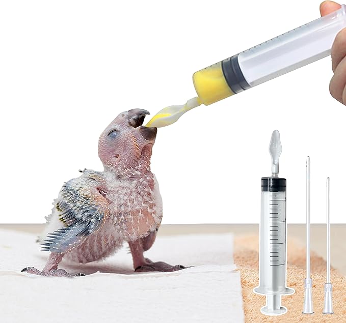 Baby Bird Feeding Syringe,Parrot Small Pet,Manual Syringe Feeder, Milk Water,Liquid Food,Reusable,Syringe with Spoon Tip