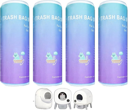 Self-Cleaning Cat Litter Box 80 Count Drawstring Cat Litter Box Liners 26" x 13", Automatic Cats Litter Boxes Self Cleaning, Large Smart Cats Litter Boxes Liners（4 Packs/80 Counts）