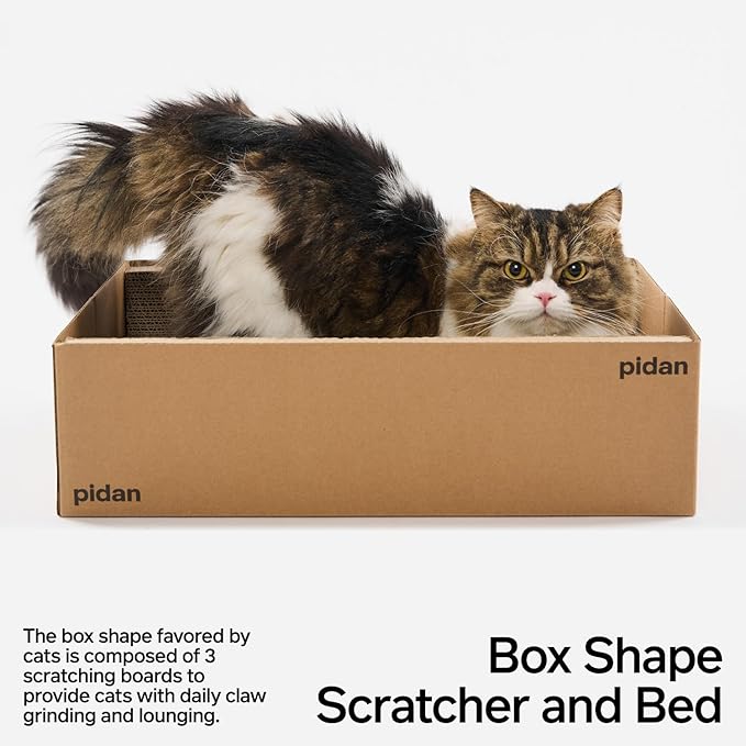 pidan Cat Scratcher Cardboard,Box and Cat Bed Cat Scratchers for Indoor Cats Scratching Board,A-Grade Corrugated Base Paper,Safe Glue (Box Type)