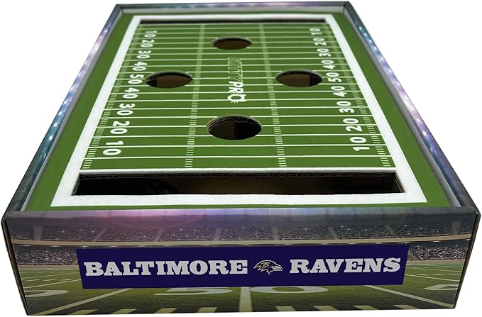 NFL Ravens Football Stadium Cat Scratcher - Felt Scratching Pad for Cats, Game Day Cat Toy with Jingle Bell Balls