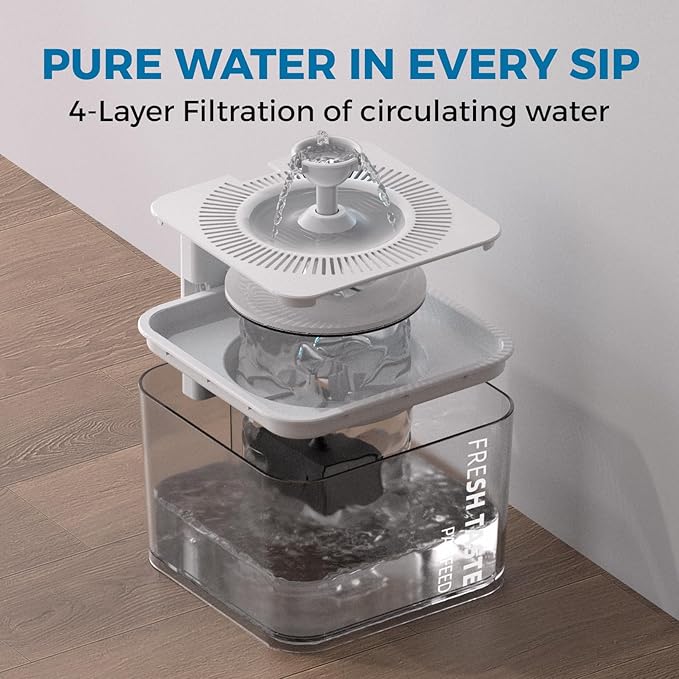 PAPIFEED Wireless Cat Water Fountain, 106oz/3L Battery Operated Pet Water Fountain Cordless for Cats Indoor, Automatic Cat Drinking Dispenser with Motion Sensor, Leak-Proof Silicone Pad Included White