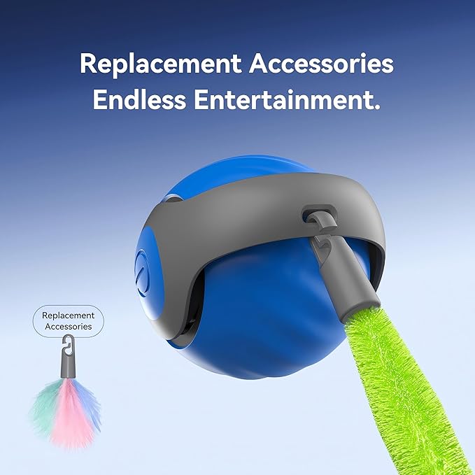 2025 Newly upgraded version 3.0 Cat Toys, Cool Intelligent Interactive Cat Ball for Indoor Bored Cats, Automatic Rolling Ball 3.0 Puzzle Toy, Electronic Rolling Pet Chase (Blue + Orange - 2pcs)