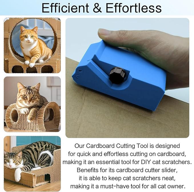 Creative Cat Scratching Board Cutter Cat Scratching Cardboard Cutter, 3D Printing Cardboard Cutter, Stripping Tool, Cardboard Handheld Cardboard Recycling Cutting Tool, Cardboard Cutter for Cat (Blue)