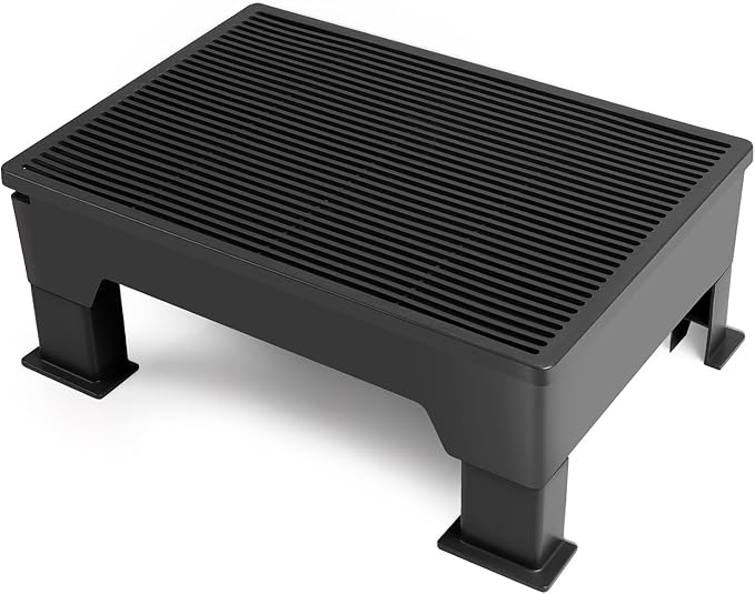 Adjustable Cat Litter Box Step Ramp, Elevated Cat Step Stair for Litter Box with Base, Filter Function, Non-Slip, Easy-to-Clean Pet Toilet Ramp Pedal for Kittens, Old Cats (Black)