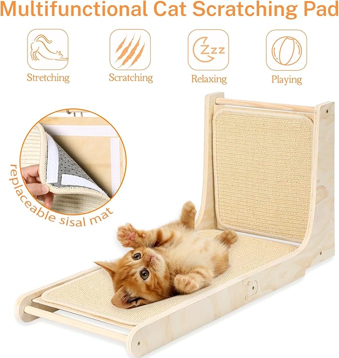 L-Shaped Sisal Cat Scratcher Pad - Indoor Cat Scratching Board & Furniture Protector