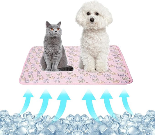 NACOCO Pet Cooling Mat Cat Dog Cushion Pad Summer Cool Down Comfortable Soft for Pets and Adults (M, Pink)
