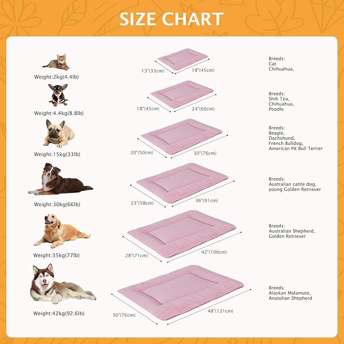 Reversible Dog Bed Mat with Plush and Corn Velvet,Soft Warm Pet Cushion, Dual Purpose Washable Sleeping Mattress Bed for Small Medium Large Dog and Cat XB004 (36"x23", Pink)