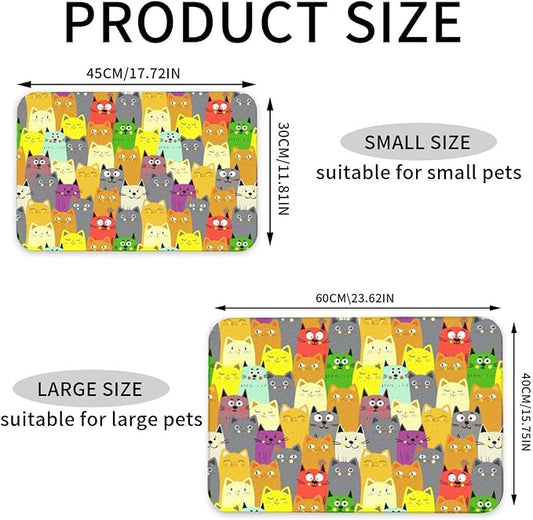 Charming Cat Dog Food Mat Absorbent Bowl Mats No Stains Quick Dry Waterproof Pet Cat Placemats for Food and Water, 30x45cm
