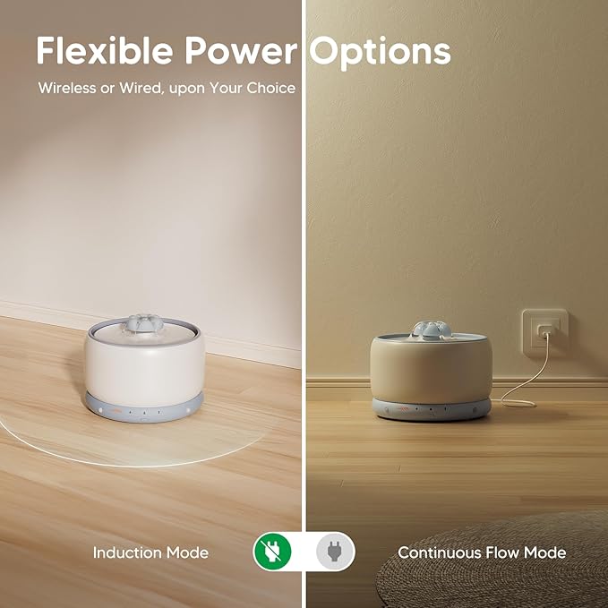 WOPET Wireless Cat Water Fountain, 3L/101oz W03 Stylish Ceramic Pet Water Fountain, 5000 mAh Battery Operated Cat Water Dispenser for Cats & Dogs, Ultra-Quiet, Easy to Clean and Assemble White Blue