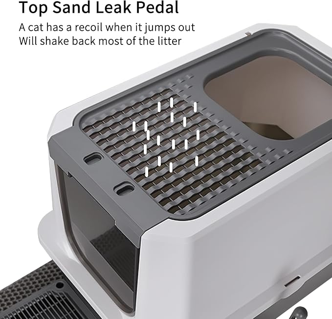 RIZZARI Stainless Steel Cat Litter Box, Odorless Enclosed Litter Box with Top Holes, Large Litter Pan for Small to Large Sized Cats (Dark Gray, 24" L*16" W*18" H)