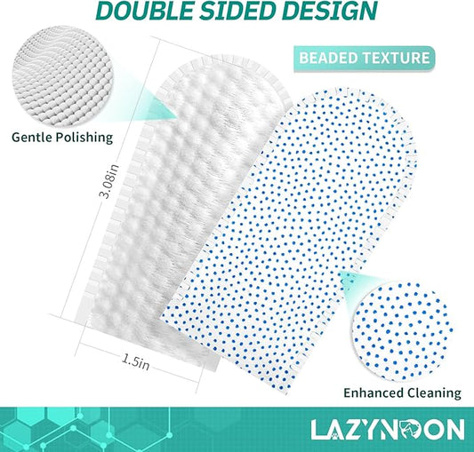 LAZYNOON Dog Teeth Cleaning Wipes - Dog Dental Wipes, Pet Dental Finger Wipes for Dogs & Cats Teeth with Brushing Beads, Removes Plaque and Tartar Buildup, Freshens Breath, 60 Count