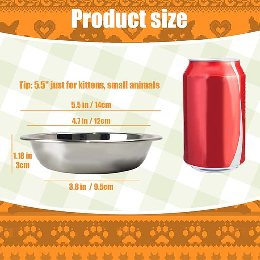 4 Pcs Stainless Steel Cat Bowls,5.5 Inches Metal Cat Bowl, Cat Food Bowls for Indoor Cats, Whisker Fatigue Cat Bowl, Shallow Cat Food Dish, Kitten Food Bowl, Elevated Food Bowls for Cats (5.5 inches)