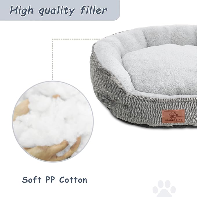 Cat Beds for Indoor Cats, Dog Bed for Small Dogs Breeds, Soft Kennel Bed, Comfy Durable Pet Sleeping Bed, Washable Roun Cat Bed & Non-Slip Bottom, Size 21" L x 18" W x 7" Th