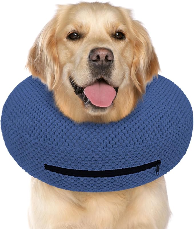 Supet Inflatable Dog Cone Collar for Dogs to Stop Licking, Dog Donut Collar After Surgery, Soft Pet Cone for Small Medium Large Dogs