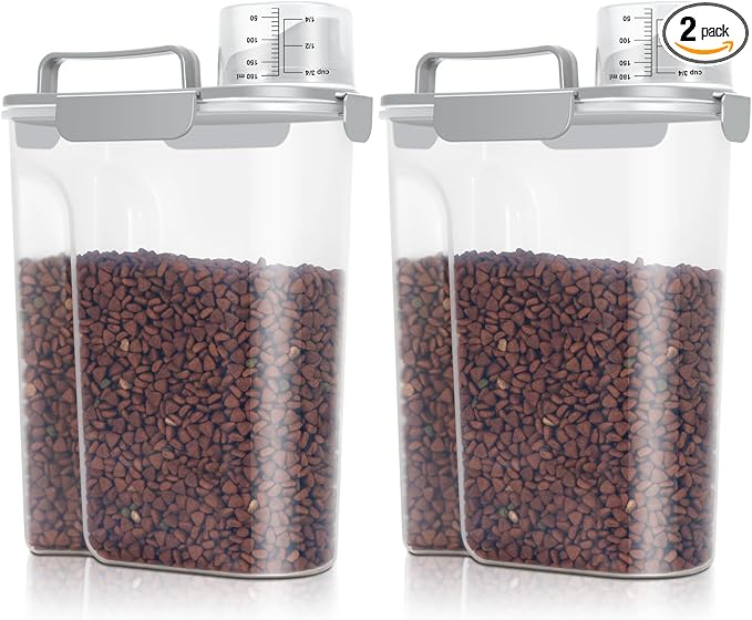 TBMax Dog Cat Food Storage Containers 2 Pack 10 Lbs to 14 Lbs Airtight Pet Food Container Dispenser Bird Seed Container with Large Spout & Portable Handle, Travel Dog Treat Cat Food Storage Bin