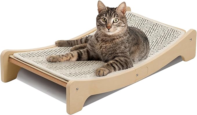 PETKARAY Sisal Cat Scratching Board, Curved Sisal Cat Scratcher, Large Indoor Kitty Scratch Pad, Heavy Duty Arc Lounge Bed for Kitten