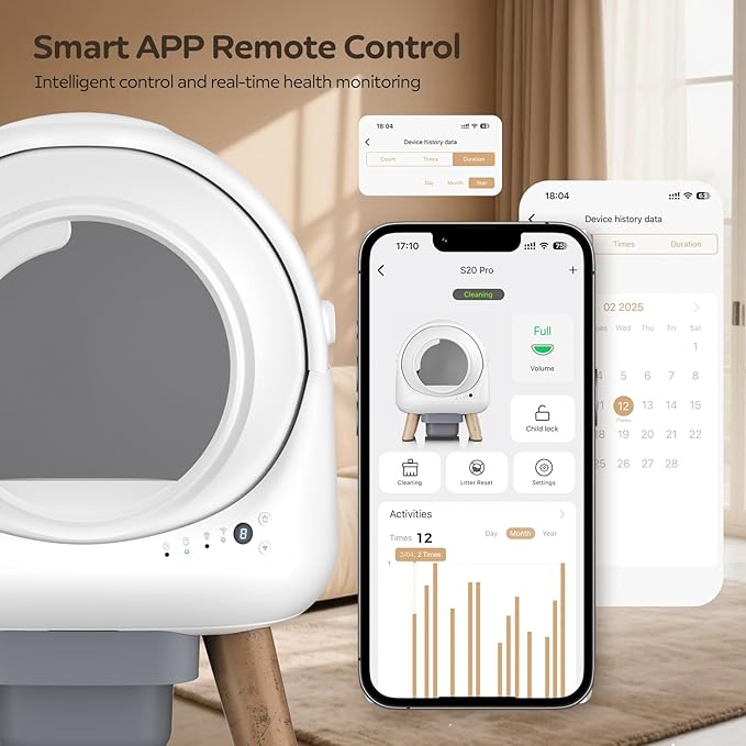 Self Cleaning Litter Box,Automatic Cat Litter Box for Multiple Cats,Robot with APP Control,Dual Safety Protection,Odor-Free Waste Disposal Includes Trash Bags,White