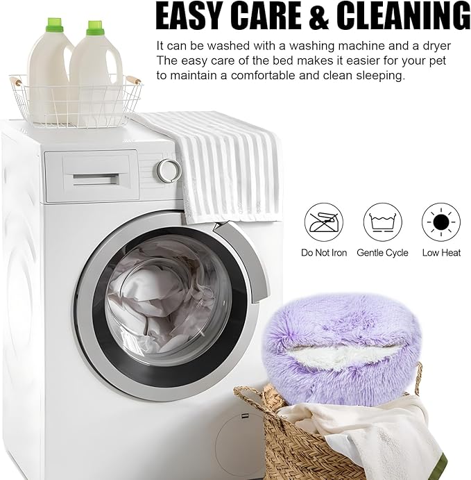 Cat Beds for Indoor Cats,Cat Cave for Puppy and Kitty,Calming Small Dog Bed for Small Dogs with Cover Cave,Cozy Warming Fluffy Washable Anti-Slip Pet Sleeping Bag(20 * 20inch,Purple)