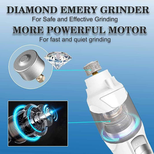 Pet Nail Grinder with LED Light & 2 Grinding Heads, 2-Speed Low Noise & More Powerful Dog Nail Grinder, Pet Nail Trimmer File, Painless Paw Claw Care, Quiet Toenail Grooming Tool for L/M/S Dogs/Cats