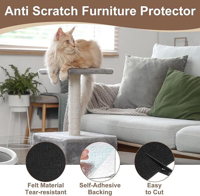 uxcell Self-Adhesive Cat Scratching Mat, 1 Roll 78.7" x 15.8" Couch Protector from Cat Claws for DIY Sofa, Wall, Doors, Cut Anti Cat Scratch Pad Carpet Mat, Black