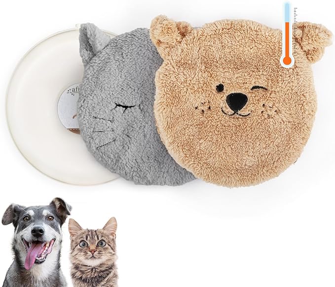 ALL FOR PAWS Heated Cat Bed Indoor, Microwavable Heating Pads for Cats, Puppies & Small Pets, Non-Electric Heating Dog Bed with 2 Cozy Covers, Safe & Long-Lasting Warmth