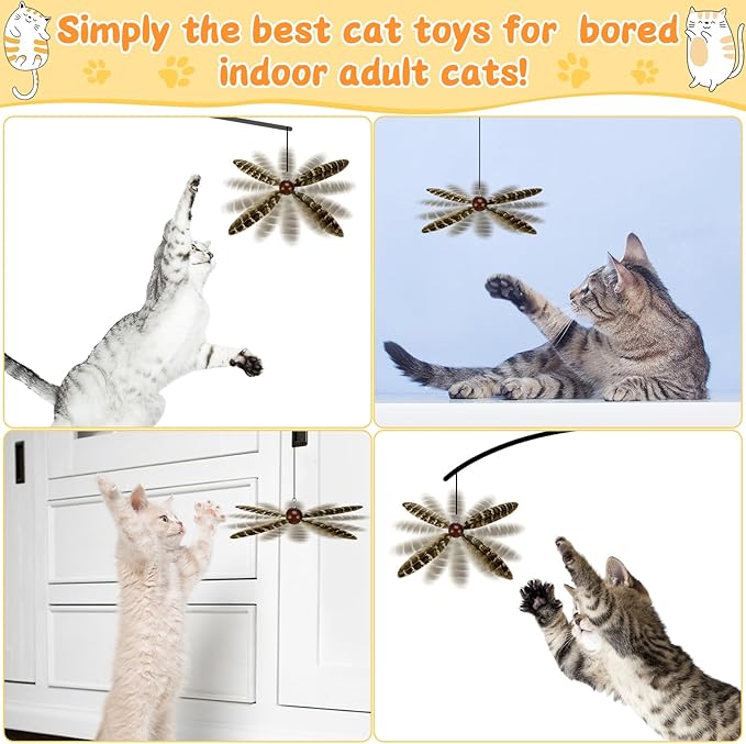 8 Pcs Cat Feather Propeller Refills Propeller Interactive Cat Toy Refills Kittens Toy Feather Replacement Wand Teasers Attachments for Kittens Wand
