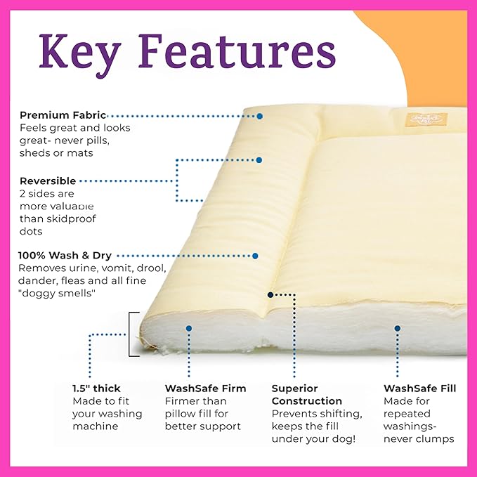 Pet Dreams Dog Crate Pad - Washable Kennel Mat, Crate Pads for Dog Cages, Non-Toxic, Flat Indoor Cat Bed, Fits iCrate 18, 24, 30, 36, 42, 48 Inches (Khaki, X Small, 18")