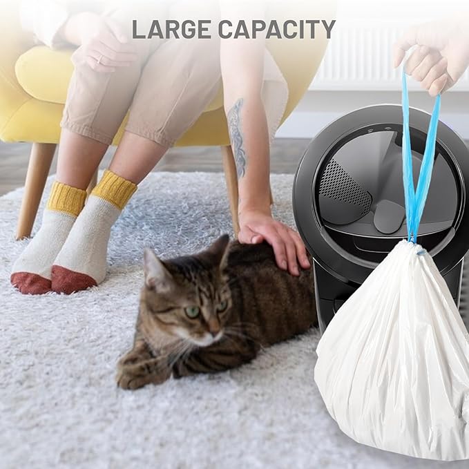 120pcs Cat Litter Bags for Litter Robot 4, Automatic Self Cleaning Cats Litter Box Waste Bags for Self-Cleaning Cat Box Multiple Cats Liners with Drawstring Pet Self Cleaning Waste Boxes Bags Liners