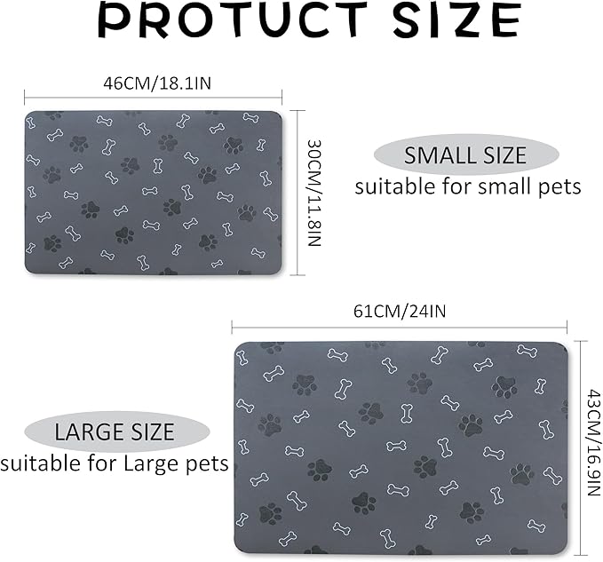 Pet Cat Dog Food Mat Non Slip Mat for Dog Water Bowl Mat Quick Dry Absorbent Cat Feeding Mat, 32 * 17 in, Brown