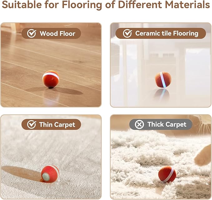 Cheerble Interactive Cat Toys for Indoor Cats, Automatic Cat Ball Toy for Bored Indoor Cats, Electric Kitten Toys with Light, Moving Stimulating Cat Toys,Red