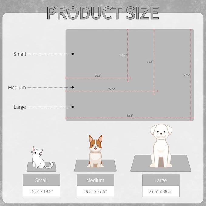 NACOCO Summer Pet Cooling Mat - Cat Dog Cushion Pad Sleeping Cool Comfortable Soft for Pets Kids and Adults (Grey French Bulldog, M)