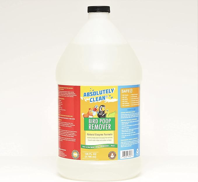 Absolutely Clean Amazing Bird Poop Remover - Just Spray/Wipe - Safely & Easily Removes Bird Messes - Use Indoor/Outdoor - Made in The USA