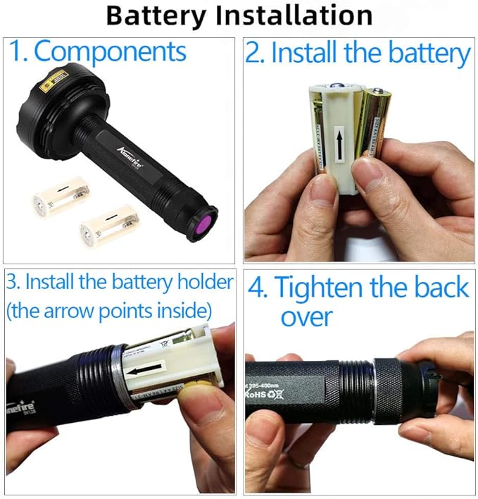 Alonefire SV128 395nm UV Flashlight 128 LEDs Woods Lamp Ultraviolet Black Light for Pet Urine Detection, Scorpion Detection, Dry Stain, Bedroom, Fishing with UV Protective Glasses, 6PCS AA Battery