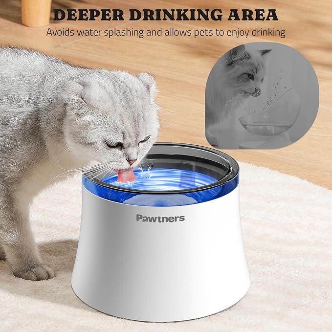 Cat Water Fountain with Vortex Filtration Design, 3.5L/123oz Water Dispenser for Large Medium Cats & Small Dogs, Automatic No Spill Cat Water Bowl with Deep Drinking Area and Ultra-Quiet Pump