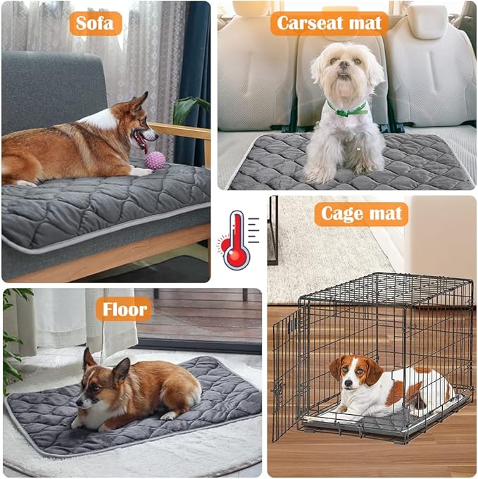 ULIGOTA Self Warming Cat Bed Self Heating Cat Mat Thermal Pet Bed Mat Self-Warming Dog Crate Pad 20"x16"