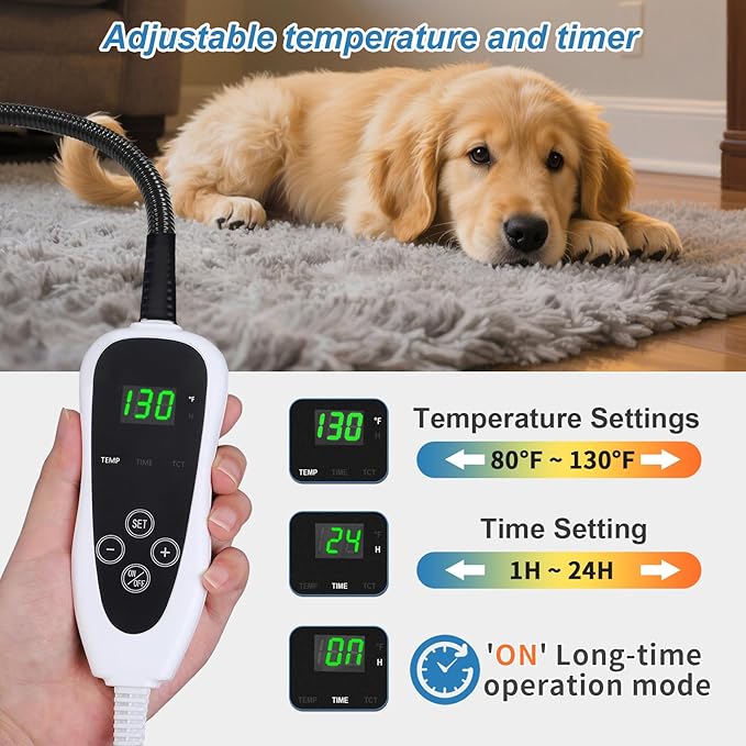 Cat Heating Pad 18x18 in with Smart Thermostat Switch and Power Line Protection Tube,Obtained MET and UL Dual Certification,Waterproof Pet Heating Pad for Cats, with Long Velvet Cloth Cover