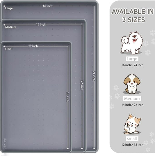 MateeyLife Silicone Cat & Dog Food Mat for Floors Waterproof, Anti-Slip Dog Bowl Mats for Food and Water, Pet Feeding Mats with Lip to Prevent Spills, Pet Placemat for Messy Drinkers to Protect Floors