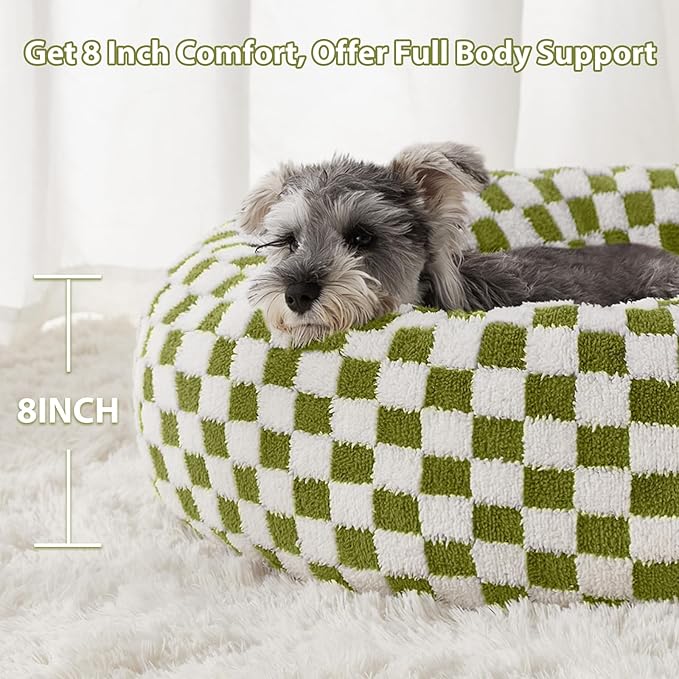 BFPETHOME Donut Dog Beds for Small Dogs, Cute Small Dog Bed for Puppy and Kitten, Round Calming Pet Bed with Non-Slip Bottom, Machine Washable,24inch, Green