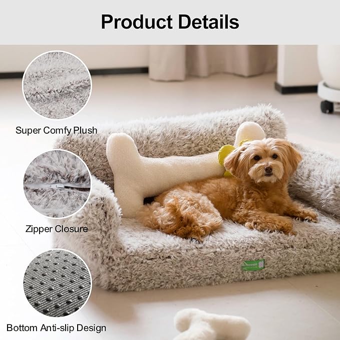 MEWOOFUN Cat Bed for Indoor Cats Dog Bed Medium Small Dog Bed Cat Sofa Cat Dog Couch Orthopedic, Egg- Foam Pet Bed with Removable Washable Cover and Non-Slip Bottom(Medium, Brown)