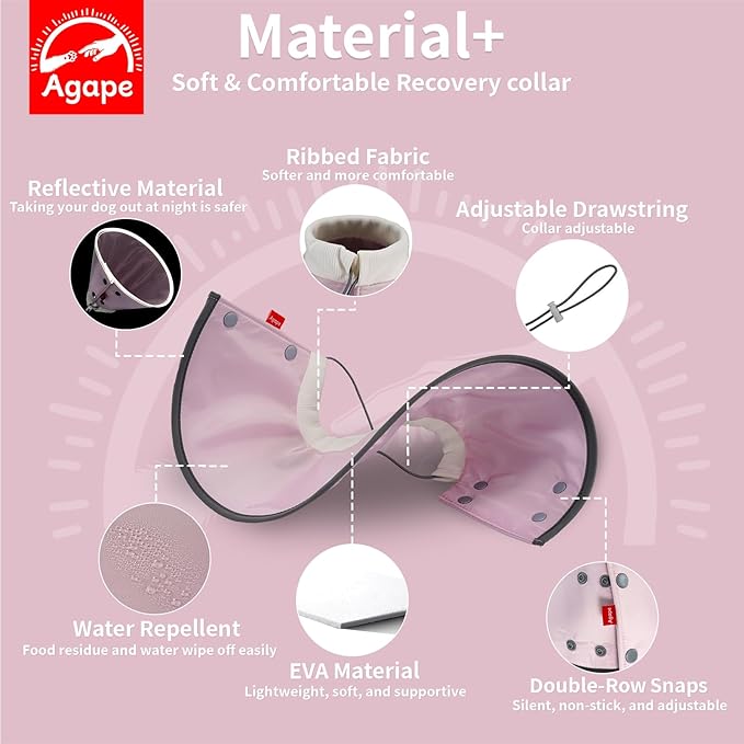 Agape Soft Cone for Cats & Small Dogs, Comfy Pet Cone to Stop Licking, Adjustable Cat E Collar Alternative After Surgery, Protective Elizabethan Collar for Pup & Kitty, Water Repellent Recovery Cone
