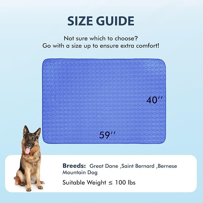 MICROCOSMOS Summer Cooling Mat & Sleeping Pad- Water Absorption Top, Materials Safe, Easy Carry, EZ Clean. Keep Cooling for Pets, Kids and Adults.(Navy Blue, 59" x 40")